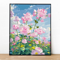 Tranh số hóa Hoa hồng giữa trời đã căng khung 40x50cm