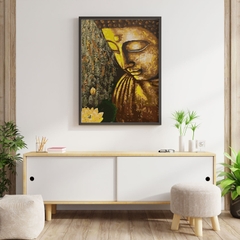 Tranh số hóa Phật sen vàng đã căng khung 40x50cm