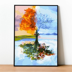 Tranh số hóa Cây 4 mùa đã căng khung 40x50cm