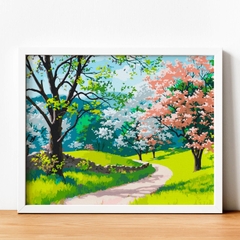 Tranh số hóa Mùa xuân hoa anh đào đã căng khung 40x50cm