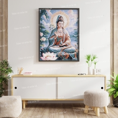 Tranh số hóa Bồ tát Quán Thế Âm đã căng khung 40x50cm