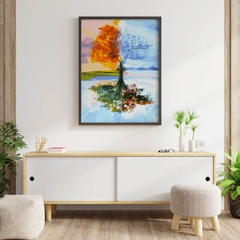 Tranh số hóa Cây 4 mùa đã căng khung 40x50cm