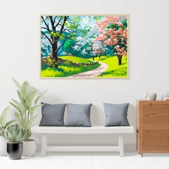 Tranh số hóa Mùa xuân hoa anh đào đã căng khung 40x50cm