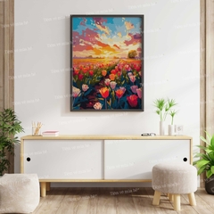 Tranh số hóa Mùa hoa Tulip đã căng khung 40x50cm