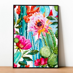 Tranh số hóa - Hoa xương rồng đã căng khung 40x50cm 28 màu