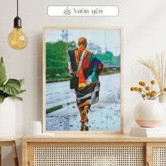 Tranh đính đá Thầy Thích Minh Tuệ đã căng khung 40x50cm có backboard