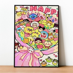 Tranh số hóa Bó hoa Sticker vàng đã căng khung 40x50cm