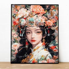 Tranh số hóa Cô gái Miêu tộc đã căng khung 40x50cm