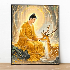 Tranh số hóa Từ Bi Vạn Vật đã căng khung 40x50cm