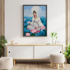 Tranh số hóa Phật Quan Âm đã căng khung 40x50cm