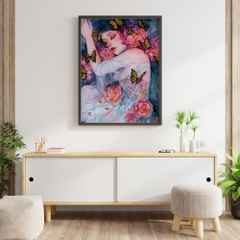 Tranh số hóa - Cô gái cánh bướm đã căng khung 40x50cm 28 màu