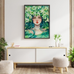 Tranh số hóa - Cô gái và hoa loa kèn đã căng khung 40x50cm 27 màu