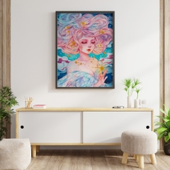Tranh số hóa - Cô gái tóc mây đã căng khung 40x50cm 28 màu