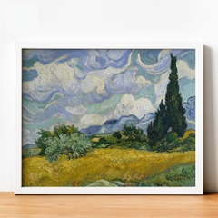 Tranh số hóa - Cánh đồng lúa mì với cây bách đã căng khung 40x50cm 26 màu