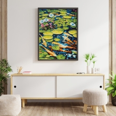 Tranh số hóa - Hồ hoa súng đã căng khung 40x50cm 23 màu