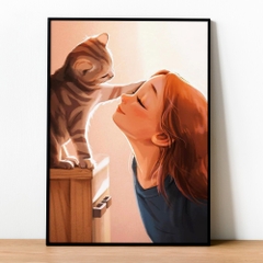 Tranh số hóa - Phút giây vui đùa đã căng khung 40x50cm 25 màu