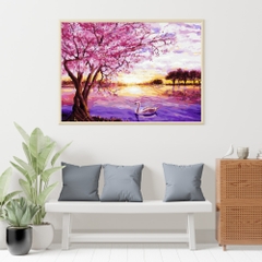 Tranh số hóa - Chiều tím đã căng khung 40x50cm 27 màu