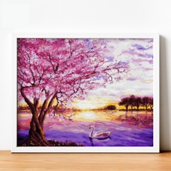 Tranh số hóa - Chiều tím đã căng khung 40x50cm 27 màu