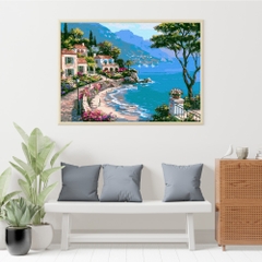 Tranh số hóa - Bờ biển đầy nắng đã căng khung 40x50cm 28 màu