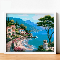 Tranh số hóa - Bờ biển đầy nắng đã căng khung 40x50cm 28 màu