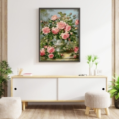 Tranh số hóa - Bình hoa hồng đã căng khung 40x50cm 23 màu