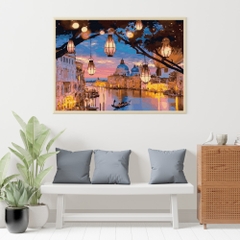 Tranh số hóa - Đèn lồng đêm Venice đã căng khung 40x50cm 28 màu