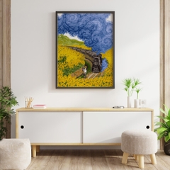 Tranh số hóa - Đoàn tàu hoa hướng dương đã căng khung 40x50cm