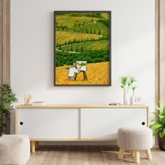 Tranh số hóa - Giữa đồng lúa mì đã căng khung 40x50cm