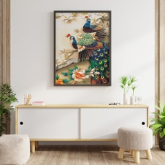 Tranh số hóa - Chim và hoa mùa xuân đã căng khung 40x50cm