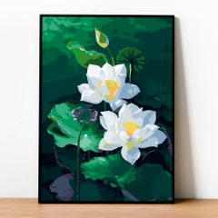 Tranh số hóa - Sen trắng đã căng khung 40x50cm