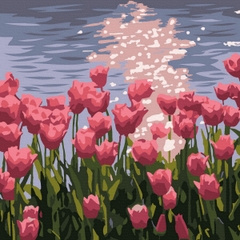 Tranh số hóa 20x20cm Tulip bên sông