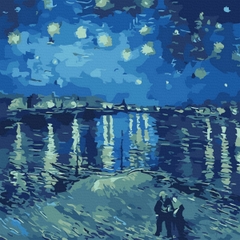 Tranh số hóa Vangogh 20x20cm - Đêm đầy sao trên sông Rhone