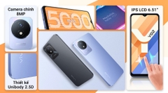 Điện thoại Vivo Y02 (Xanh Tím, Đen)