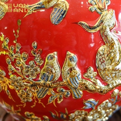 Bình Hút Lộc Công Danh Phú Quý Men Đỏ Vẽ Vàng