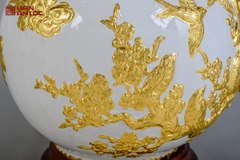 Bình Hút Lộc Công Danh Phú Quý Men Trắng Dát Vàng Bát Tràng