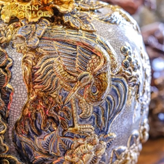 Bình Hút Lộc Công Danh Phú Quý Men Rạn Vẽ Vàng Bát Tràng