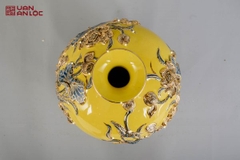 Bình Hút Lộc Liên Hoa Cát Tường Men Vàng Vẽ Vàng Bát Tràng