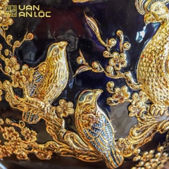 Bình Hút Lộc Công Danh Phú Quý Men Xanh Coban Vẽ Vàng Bát Tràng