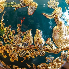 Bình Hút Lộc Công Danh Phú Quý Men Xanh Lục Bảo Vẽ Vàng Bát Tràng