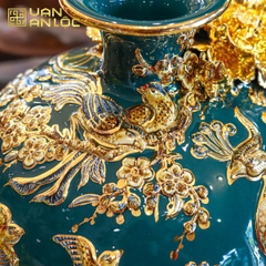 Bình Hút Lộc Công Danh Phú Quý Men Xanh Lục Bảo Vẽ Vàng Bát Tràng