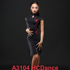(HCDance) Váy Nữ Latin Sườn Xám (A3104) - Đen + Size