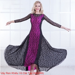 (EnuoDance) Váy Ren Khiêu Vũ Dài Tay (MQ269) - Hồng + Size