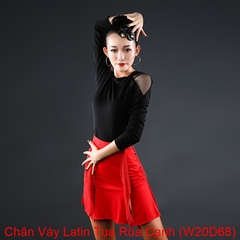 (WJJDance) Chân Váy Latin Tua Rua Cạnh (W20D68) - Đỏ + Size
