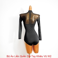 (YJFY Dance) Bộ Áo Liền Quần Dài Tay Khiêu Vũ W2 (W2) - Đen + Size