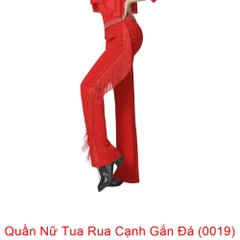 (Aidixing) Quần Nữ Tua Rua Cạnh Gắn Đá (0019) - Đỏ + Size