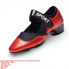 Giày Tập Sport KDance 193, Đế Cao Su, Chất Liệu Da, Gót 3.5cm (193Kd) - Đỏ