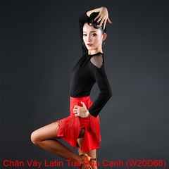 (WJJDance) Chân Váy Latin Tua Rua Cạnh (W20D68) - Đỏ + Size
