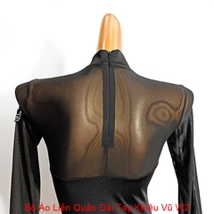 (YJFY Dance) Bộ Áo Liền Quần Dài Tay Khiêu Vũ W2 (W2) - Đen + Size