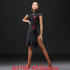 (HCDance) Váy Nữ Latin Sườn Xám (A3104) - Đen + Size