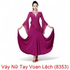 (Aidixing) Váy Nữ Tay Voan Lệch (8353) - Tím + Size